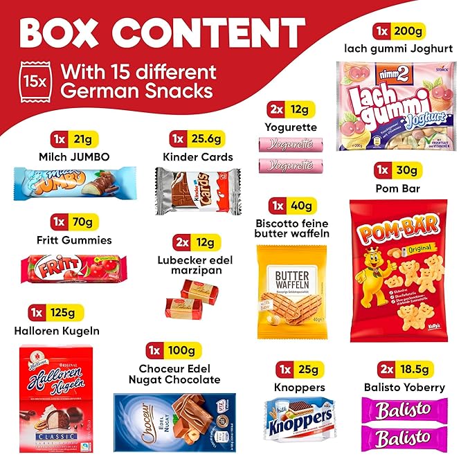 German Snack Box – Authentic German Chocolate & Snacks from Germany - International Snack Box with German Candy & European Treats – Great Gift for Food Lovers