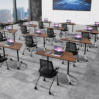 Conference Room Table with Flip-Top Design for Dynamic Meetings, Business Table Computer Desk with Heavy-Duty Frame,Foldable Seminar Meeting Tables for Home Office (6, D, 47.2IN)