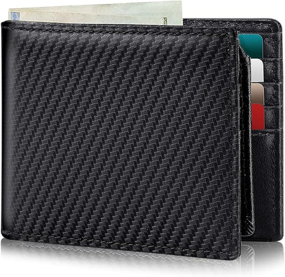 Mens Wallet Bifold Genuine Leather RFID Blocking Wallet for Men with 2 ID Windows 11 Card Holders 2 cash pockets 1 Gift Box
