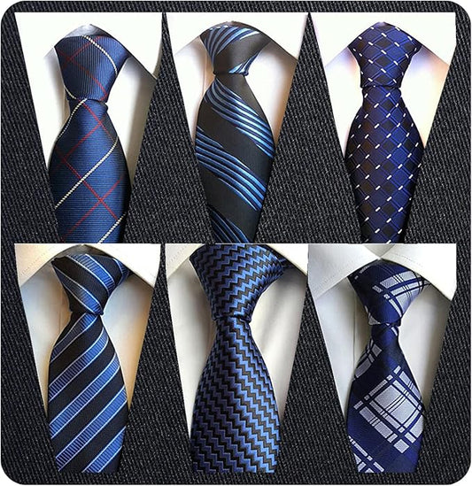 Adulove Men's Necktie Classic Silk Tie Woven Jacquard Neck Ties 6 PCS