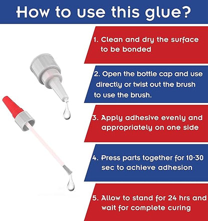 (2-in-1) Super Glue with Brush Applicator & Nozzle, Mess Free Superglue Brush, Instant Glue for All Purpose and Fast Setting for Projects and Repairs,3000 CPS Clear Cyanoacrylate Glue