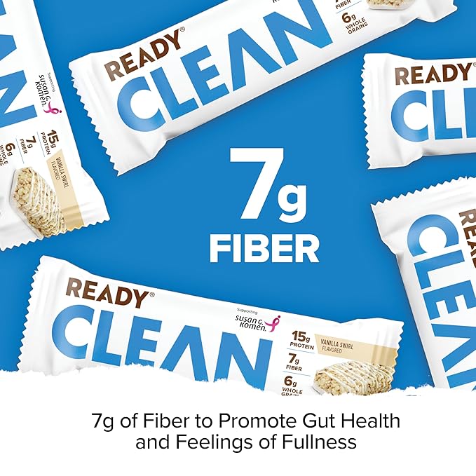 Ready® Protein Bars – High-Protein Snack with 15g Whey Protein, All-Natural Ingredients, Supports Lean Muscle and Recovery, No Artificial Sweeteners – Vanilla Swirl, 12-Pack