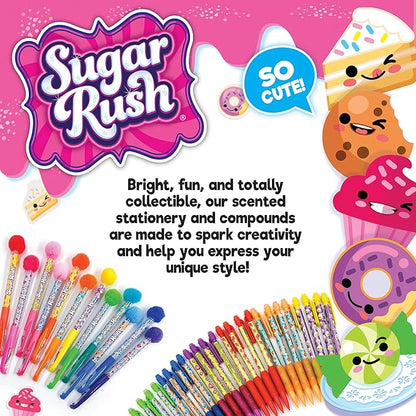 Scentos Sugar Rush Colored Gel Pens for Kids - Candy Scented Pens - Medium Point Gel Pens for Coloring - For Ages 4 and Up - 24 Count (Metallic Glitter)