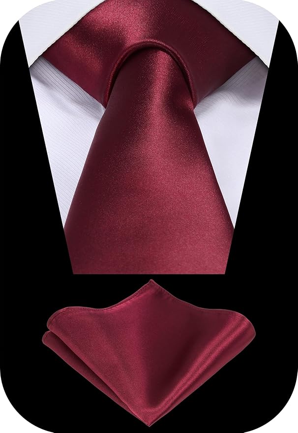 TIE G 5pcs Tie Set in WHITE OR BLACK GIFT BOX: Solid Color Necktie, Satin Bow Tie, Pocket Square, Lapel, Cuff Links