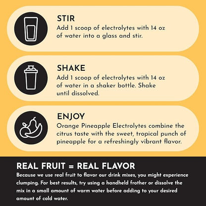 Orange Pineapple Electrolytes – 30‑Serving Hydration Drink Mix with Coconut Water, Sea Salt, and Trace Minerals – Supports Energy, Recovery, and Electrolyte Balance*