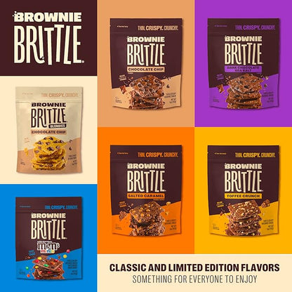 Brownie Brittle – Toffee Crunch Thin and Crispy Sweet Snacks (Pack of 6, 5 oz), Rich Gourmet Brownie Bites Dessert