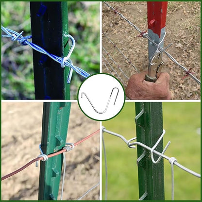 T-Post Clips Galvanized Steel Fence Clips 600 PCS 10 Gauge Convenient and Fast Installation Pre-Cut Fence Ties for T-Posts/U-Posts