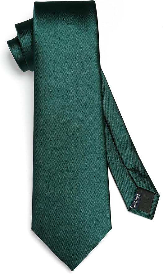 HISDERN Mens Solid Color Ties Formal Satin Necktie and Pocket Square Set Classic Wedding Business Tie & Handkerchief