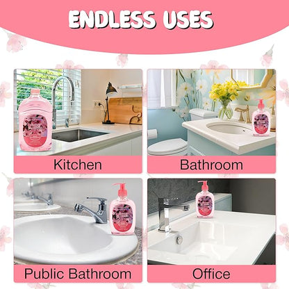 SIMPLE PLEASURES Premium Hand Soap Refills - Cherry Blossom Scent, 7.9 oz Bottle with Jumbo 59 oz Refill - Goodhousekeeping Seal Approved - Multiple Scents Available- Cherry Blossom Soap