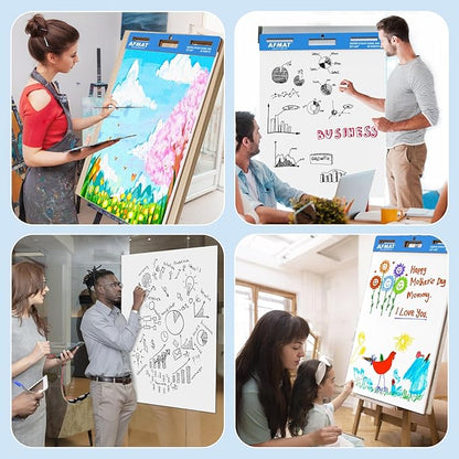 AFMAT Chart Paper, 25 in x 30 in Sticky Easel Pads, Large Chart Paper for Teachers, Ink Bleed-Through Resistant Flip Chart Paper for Office/Classroom/Whiteboard/Wall/Windows, 30 Sheets/Pad, 12 Pads