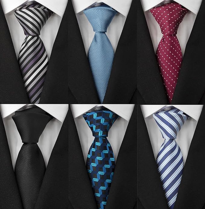 Adulove Men's Necktie Classic Silk Tie Woven Jacquard Neck Ties 6 PCS