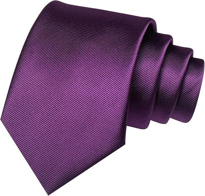 JEMYGINS Solid Color Formal Necktie and Pocket Square Tie Clip Sets for Men