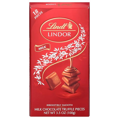 Lindt LINDOR Milk Chocolate Truffle Bar, Chocolate Candy Bar with Smooth Center, 3.5 oz.