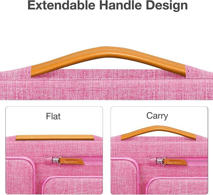 MOSISO 360 Protective Laptop Case 16 inch, 15-15.6 inch Laptop Sleeve Compatible with MacBook Pro 16, HP, Acer, Dell, Lenovo, ASUS, Side Open Carrying Case with 4 Zipper Pockets&Handle, Rose Red
