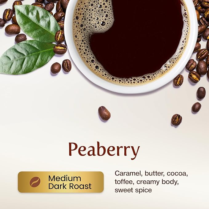 KONA EARTH 100% Kona Peaberry Coffee, Medium Dark Roast, Whole Bean, 1 lb (16oz) Farm-Direct Authentic Hawaiian Kona Coffee beans from Hawaii’s Big Island, Micro-Batch-Roasted
