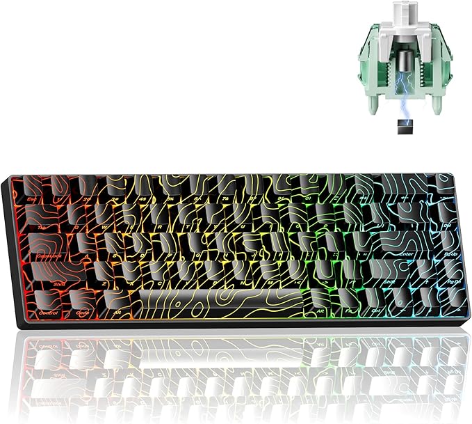 x XVX HE68 Pro Rapid Trigger Keyboard 60% Percent,Hall Effect Keyboard with Gateron Magnetic Jade Pro Switch,CNC Aluminum Frame Topographic Custom Mechanical Key Board for PC/Laptop/Xbox/PS4/PS5,Black