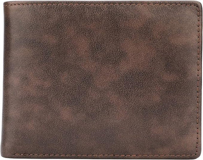 Wallet for Men-Genuine Leather RFID Blocking Bifold Stylish Wallet With 2 ID Window