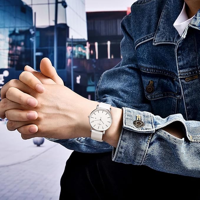 BUREI Men Wrist Watches Fashion Minimalist Analog Quartz Waterproof Watches for Men