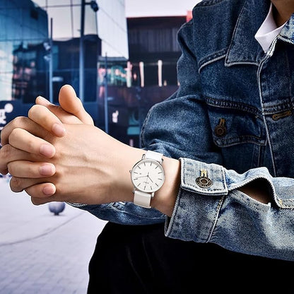 BUREI Men Wrist Watches Fashion Minimalist Analog Quartz Waterproof Watches for Men