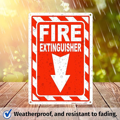 Brimar Fire Extinguisher Signs,7"x10" (2 Pack) .040" Heavy Rust-Free Aluminum Metal Safety Signs, UV Ink Printing, Weatherproof, Fade Resistant, for Business, Office, Home Indoor & Outdoor Use