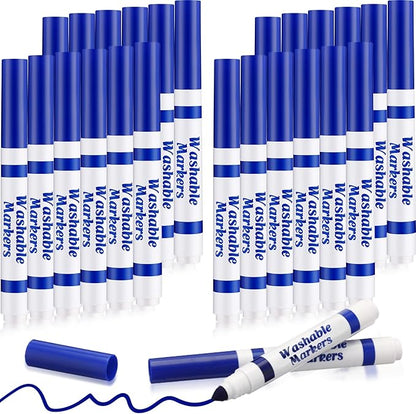 Janlaugh 24 Pcs Washable Markers Bulk Broad Line Markers Coloring Conical Tip Large pens for Kids art projects, Teachers, Students, Toddlers, Party Favors, Classrooms, Donations(Blue)