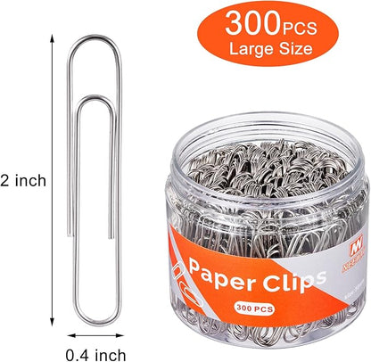 NEEWAY 300pcs Large Paper Clips, Jumbo Paper Clip, 2 Inch Paperclips (Pack of 2)