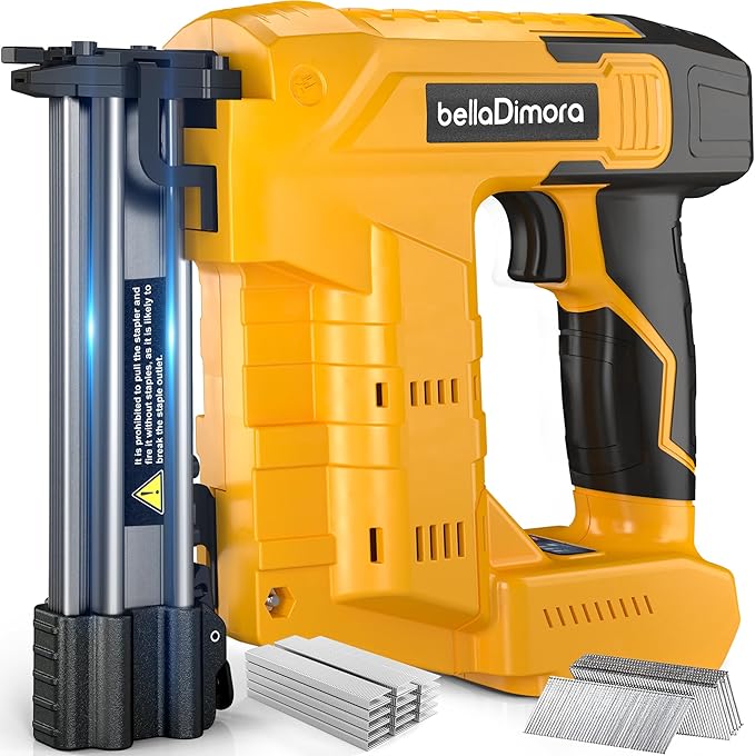 18GA Cordless Brad Nailer for Dewalt 20V Battery, 2 in 1 Nail Gun & Staple Gun with 1000 Nails &1000 Staples, Battery Powered Nail Gun for Home Improvement(No Battery)