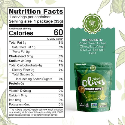 Nutruit Olives Snacks - Pitted Olives (Variety Box) - Fresh Harvest Aegean Green Olives - Vegan, Non-GMO, Gluten Free, Kosher, Paleo, Sugar Free - Premium Packs with Wooden Stick - 1.2oz (Pack of 20)