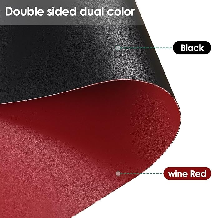 Leather Dresser Cover,1.8mm Thick,14x90 Inch,Dresser Protector Top,Dresser Top Protector,Dresser Cover Top,Dresser Top Cover,Dresser Cover Top for Bedroom.(Black+Wine Red,14x90)
