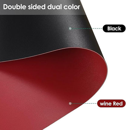 Leather Dresser Cover,1.8mm Thick,14x72 Inch,Dresser Protector Top,Dresser Top Protector,Dresser Cover Top,Dresser Top Cover,Dresser Cover Top for Bedroom.(Black+Wine Red,14x72)