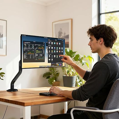 Okak Monitor Stand for Desk Single Monitor Arm Mount Computer for VESA Mounting Holes 75 and 100mm, 15 to 27 Inch Screens Stand Up to 26.4lbs, Office Desk Accessories, Black, Two Pack