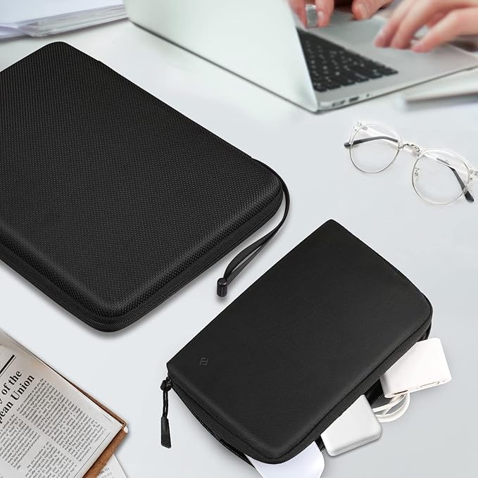 FINPAC Hard Laptop Sleeve with Accessory Pouch Compatible with 13 inch MacBook Air M4 2025 M3 2024, 14 inch MacBook Pro M5/M4/M3/M2, Surface Laptop Waterproof Case, Black