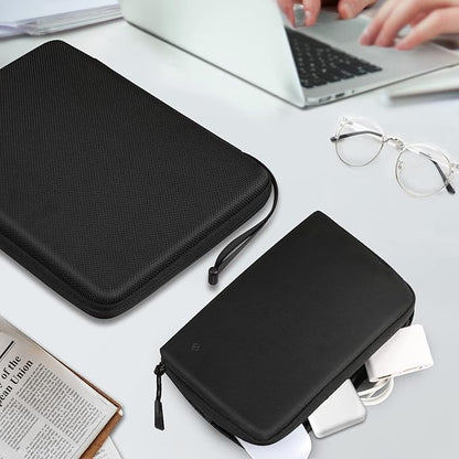 FINPAC Hard Laptop Sleeve with Accessory Pouch Compatible with 13 inch MacBook Air M4 2025 M3 2024, 14 inch MacBook Pro M5/M4/M3/M2, Surface Laptop Waterproof Case, Black
