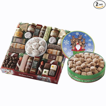 The Swiss Colony 27 Favorites and Mini Butter Toffee Christmas Gift Bundle - Assorted Cheeses, Candies, Chocolates, Summer Sausage Meats, and Butter Toffee