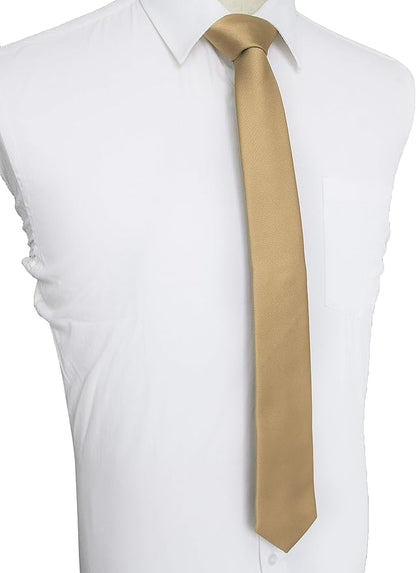JEMYGINS 2.4" Solid Color Skinny Tie Slim Necktie for Men