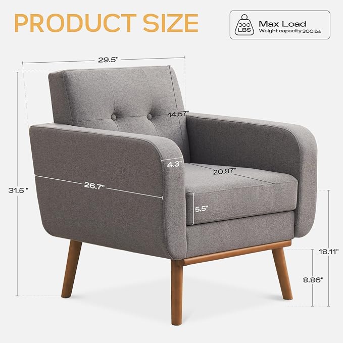 HUIMO Living Room Set, Button Tufted Living Room Furniture Sets, Upholstered Modern Couch Set with Solid Frame, Deep Seat Sofa Set for Living Room, Office (Dark Grey, 2 Piece Set-loveseat+Chair)