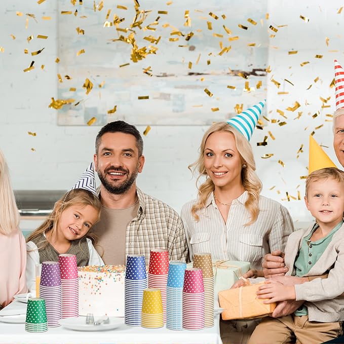 Thenshop 1000 Pack 5oz Paper Cups, Multicolor Small Disposable Cups, Dot Beverage Drinking Mini Mouthwash for Parties, Picnic, Travel, Barbecues and Event, 10 Colors
