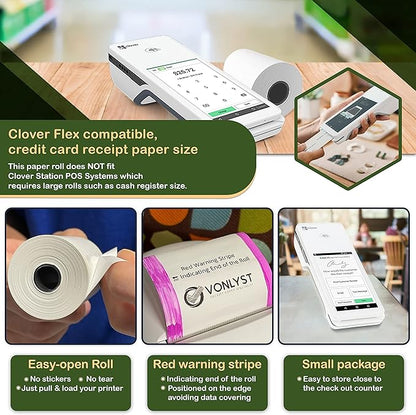 Thermal Paper Roll for Clover Flex Receipt Paper 2 1/4 x 55 (50 rolls)