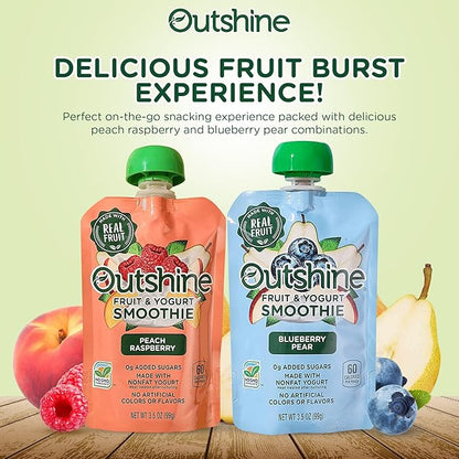 Outshine Fruit Smoothie Pouches Variety Pack - Ready-to-Drink Smoothies -Perfect for Kids and Adult On-the-Go -Fruit & Yogurt Pouches for Snacking - (24 Count)