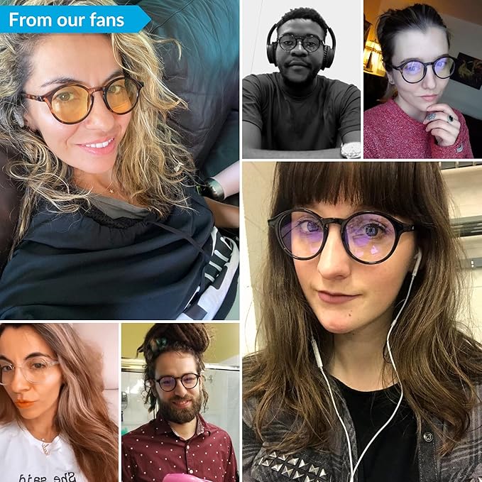 J+S Vision Blue Light Blocking Glasses for Men Women | Computer Gaming Work| Anti Strain Fatigue UV Glare | Medium-Small Fit