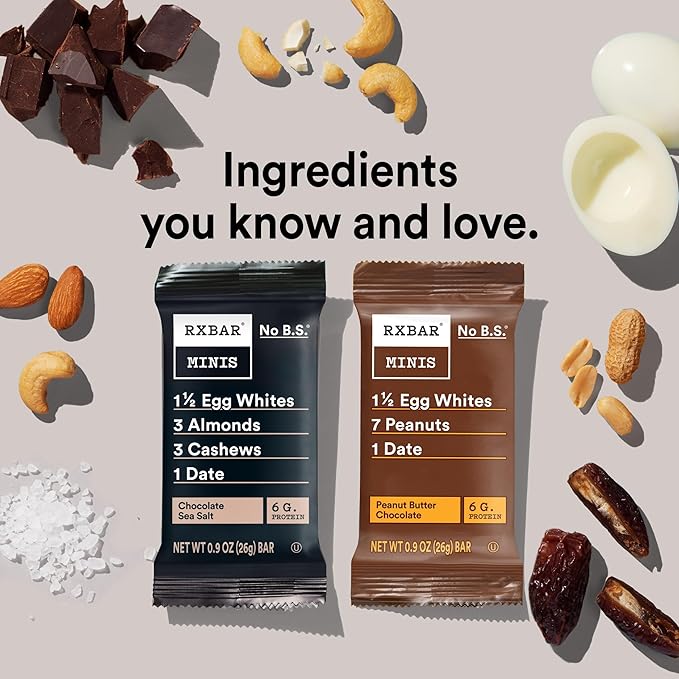 RXBAR Minis Protein Bars, Protein Snack, Snack Bars, Variety Pack, 7.3oz Box (8 Count)