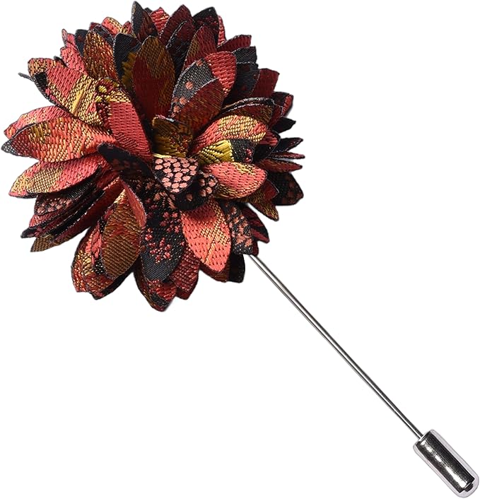 GUSLESON 3.15"（8cm） Mens Floral Tie and Lapel Pin Necktie Hankerchief Cufflinks Set for Men