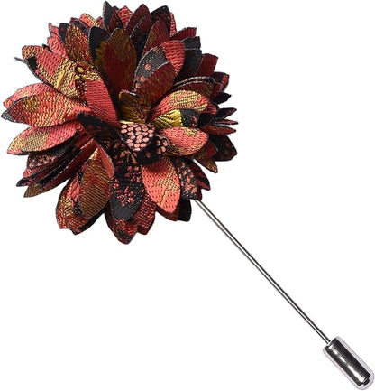 GUSLESON 3.15"（8cm） Mens Floral Tie and Lapel Pin Necktie Hankerchief Cufflinks Set for Men