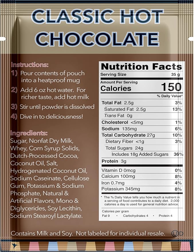 Double Donut Hot Chocolate, Classic Hot Chocolate, Hot Chocolate Packets, Hot Cocoa Mix, 32 Count (Pack of 1)