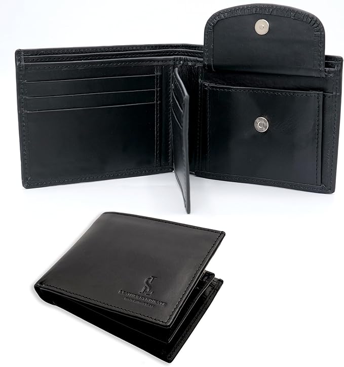 Bifold Wallet for Men with Premium Cowhide Leather Slim Wallet, Minimalist Design, Multiple Card Slots, Stylish Durable Gift-Ready Men’s Wallet (Black)