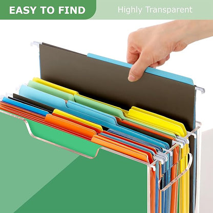 DINGHUO Acrylic Letter Size Hanging File Folder Organizer Box, Clear Portable File Storage Box with Handles, Desktop File Holder for Home, School -1 Pack
