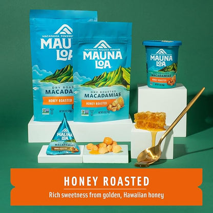 Mauna Loa Honey Roasted Macadamia Nuts, 7 oz Resealable Bag, Gluten Free, Sweet Hawaiian Snack