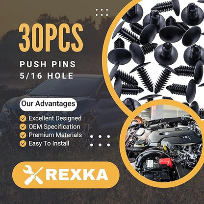 Rexka 30pcs Fender Bumper Shield Fender Liner Push Pin Retainer Clips 6030441 for Jeep Dodge Ram Chrysler