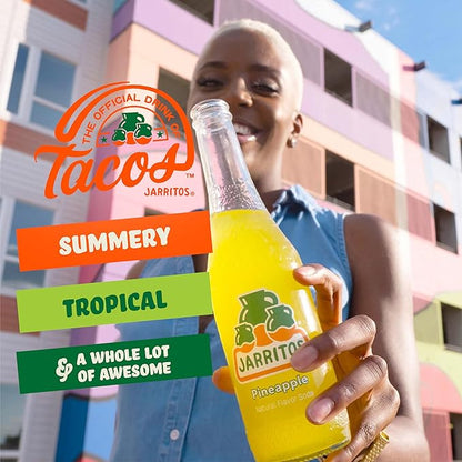 Jarritos - Mexican Soda Soft Drinks, Pineapple (17.7 oz, 524ml) 24 Bottles - Made with Real Cane Sugar - 0g Fat - Made in Mexico - Natural Flavor Soda Pop - Party & BBQ Beverages