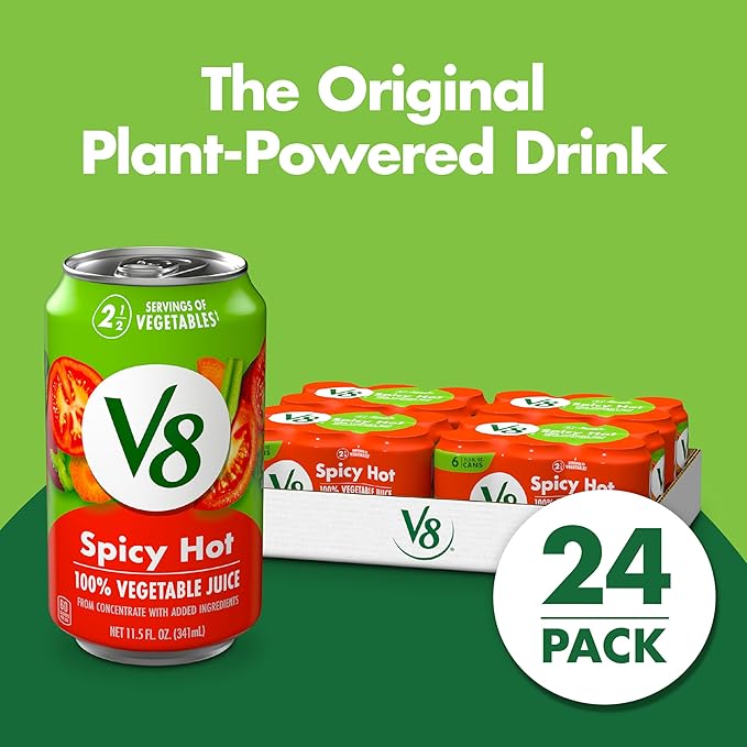 V8 Spicy Hot 100% Vegetable Juice, 11.5 fl oz Can (24 Pack)